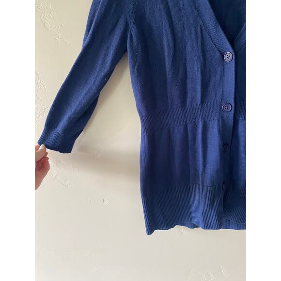 Navy Blue Button Up Ann Taylor 3/4 Sleeve Cardigan- size small - Picture 5 of 5